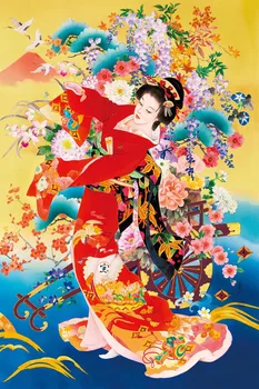 Kimono japonez doamna Arta clasică lucru Manual 14CT Panza Neimprimate Broderii lucrate Manual Cross Stitch Kituri DIY Home Decor