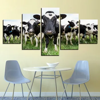 HD imprimare 5 bucati de panza de artă Lactate/Lapte de Vaci pe Iarbă Pictura poze de perete pentru camera de zi postere decor acasă printuri