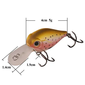 Smart Crankbait 40mm/5g Pescuit Nada Plutitoare 1,5 m VMC Cârlig de Pescuit, Momeli Peche En Mer Leurre Souple Mini Pescuit Momeala Crank
