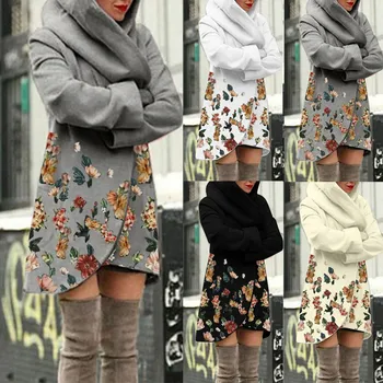 Plus Dimensiune Moda Cald Jacheta Cu Gluga Haina Casual Cardigan Imprimare Florale Paltoane Palton De Iarna Pentru Femeie Maneca Lunga Femei De Îmbrăcăminte Exterioară
