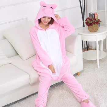 Porc Roz Pijama Body-Uri Pentru Adulți Fete Kigurumi Femei Fermoare Animal Salopeta Dintr-O Bucata Pijamas Cosplay Costum De Halloween