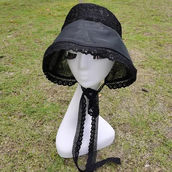 Alb Negru Femei Pălărie de Soare cu Gat Lambou Margine Largă în aer liber Doamnelor Floppy Călătorie Packable UV Pălărie de Dantelă Margine Largă Pălărie