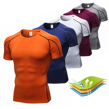 Bărbați Sport Tricou Fitness Antrenament Sportiv de Funcționare de Vară pentru Bărbați T-shirt echipajul Gât cu mânecă Scurtă Body-building Sport Shirt