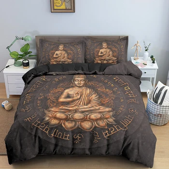 Buddha Set de lenjerie de Pat Mandala husă de Pilotă Pace Design de Lux, Seturi de Pat Boem Lenjerie de pat 2/3pcs king Size, Cu față de Pernă