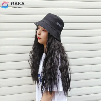 GAKA Timp de Porumb Cret Femei Peruci Sintetice Fishman Pălărie Conectat Convenabil Părul Negru Capac Peruca