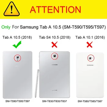 Caz Pentru Samsung Galaxy Tab Un A2 10.5 inch 2018 SM-T590/T595/T597 Piele PU Inteligente de Suport Flip Cover Pentru Galaxy Tab A2 Un Caz 10.5