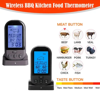 Junejour Digital Wireless Cuptor Termometru de Carne de GRĂTAR Grill Alimentare Sonda Termometru de Bucatarie Instrumente de Gătit Cu Timer Alarma