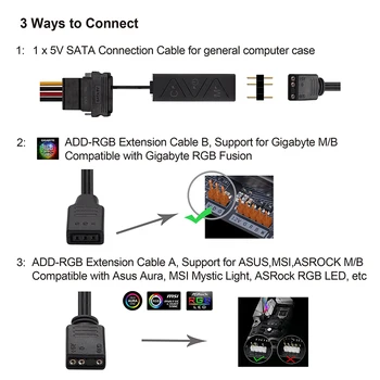 2Pack Adresabile Lumini LED Benzi Magnetice, Benzi cu LED-uri Kituri cu 5V 3pin RGB Antet pentru Placa de baza de Control/PC Caz