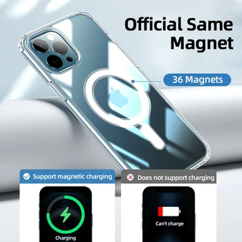 Original Mgnetic de Încărcare Wireless Magsafe Caz pentru iPhone 12 Pro Max iPhone 12 Mini Transparent Acrilic Funda pentru iPhone 11