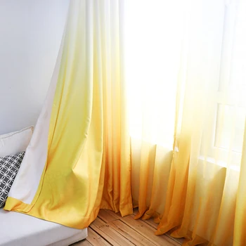 2019 New Sosire Perdele galben-Portocaliu Degrade Pur Cortina Fabics Panou Decorativ Gros Pentru Camera de zi Dormitor Lalele Pentru