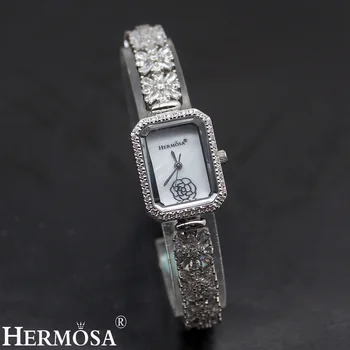 Hermosa Cuarț Ceas de mână Naturale Whitetopaz Dreptunghi Ceas Lady Brățară Bijuterii Frumoase 8 Cm TRANSPORT GRATUIT