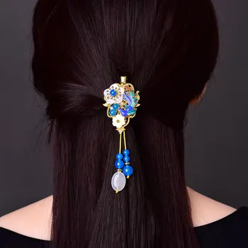 Cloisonne Phoenix Agrafe Dinastiei Tang din China Antică Regina Păr Bijuterii Clasice Ciucure Lung Delicate articole pentru acoperirea capului