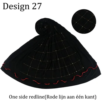 D27 Grila de Proiectare 2 Părți Linie Roșie hijab de înaltă calitate, elastic Jersey tesatura de Imprimare Eșarfă pentru Islamice arabe Doamnei văl