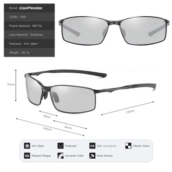 2020 Brand Fotocromatică Bărbați ochelari de Soare Polarizat Cameleon Ochelari de Soare pentru Ziua de Viziune de Noapte UV400 Conducere Sport Ochelari oculos