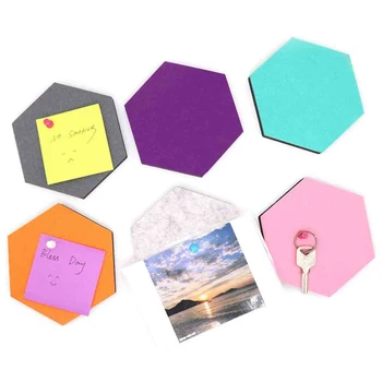 Set De 6 Hexagon Simțit Pin Bord Auto Adeziv Buletinul Memo Foto Planșe Colorate Spuma De Perete Decorative Cu 6 Pushp