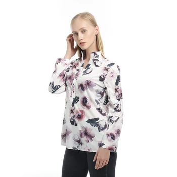 Femei Topuri Bluze 2020 Toamna Elegant cu Maneca Lunga Print V-Neck Șifon Bluza de sex Feminin locul de Muncă Poarte Tricouri Plus Size 2XL Rever Blusa
