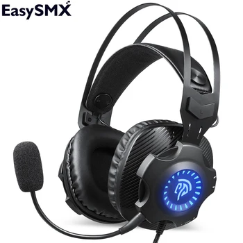 EasySMX cu Fir Gaming Cască Căști cu Microfon Detașabil PC-ul de 3.5 mm PS4 Căști RGB LED-uri de Jocuri de Casti Pentru PC Gamer