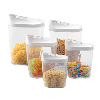 5pcs Alimentare Cutie de Depozitare Clar Set Container se Toarnă Cu Capace de Bucătărie Alimente Sigilate Gustări de Fructe Uscate, Cereale Rezervor de Depozitare Cutie de Cereale