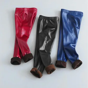 2020 Fetițe Cald Iarna Jambiere Pantaloni Copii Pantaloni Din Imitatie De Piele De Fete Skinny Mid Iarna Pantaloni Pentru Fete Pantaloni Lungime Completă