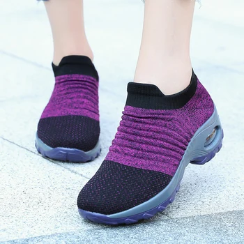 Casual pentru Femei de Mers pe jos Adidași Confortabil Moale Tricotat Șosete Pantofi Pernă de Aer în Creștere Înălțime