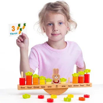 Lemn Jucărie Puzzle Bloc Iepure Echilibrul Joc Educativ pentru Copii Jucării pentru Copii din Lemn de Echilibrare Blocuri Copilul Montessori Jucarii