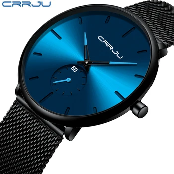 CRRJU Brand 2019 Simplu Nou Ultra-subțire Bărbați Ceas de Moda Minimalist Plasă din Oțel Inoxidabil Cuarț Ceas de mână Relogio Masculino