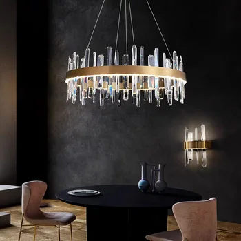 Tiooka Strălucire de Lux K9 Cristal Pandantiv Lumina Hotel Agățat de Aluminiu Lampă Rotundă Formă Mult pentru Living Vila 3 Culoare Dim
