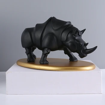 Rinocer Sculptura Modernă Europa Desktop Art Figurine Meserii Rhino Animal Rășină Statuie Ornamente Biroul De Acasă Pridvor Decor Cadou