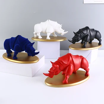 Rinocer Sculptura Modernă Europa Desktop Art Figurine Meserii Rhino Animal Rășină Statuie Ornamente Biroul De Acasă Pridvor Decor Cadou