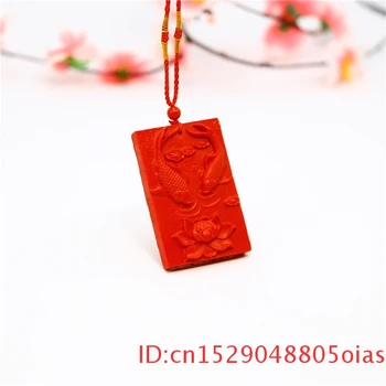 Chineză Pește Colier Cu Amuleta Femeie Pandantiv Sculptate Natural Cadouri Cinabru Organice Bijuterii De Moda Roșu Farmec