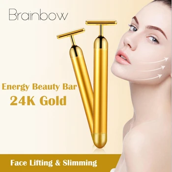 Brainbow Aur de 24K Beauty Bar Slăbire Fata Masaj Facial Frumusete cu Role Vibrații Stick de Ridicare de Strângere a Pielii Rid Bar
