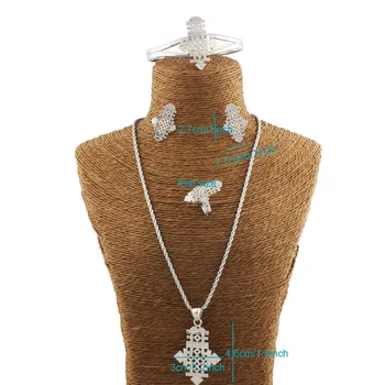 Adixyn Etiopian Cruce Colier/Pandantiv/Bratara/Cercei/Inel Set de Bijuterii Habesha Bijuterii Coptă din Africa Mireasa Etiopia cadou