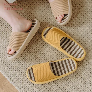 Youdiao Papuci de Casa Barbati Interioară Vara Cânepă Pantofi pentru Bărbați cu Dungi de Primăvară Lenjerie de Slide-uri de Femei, EVA, Anti-alunecare Sandale chinelos Om