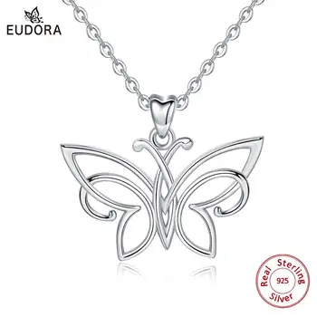 EUDORA Noi Sterling Silver Fermecător fluture Pandantiv Colier Pentru Femei Bijuterii de Înaltă Calitate Fericită Fată Ziua de nastere Cadou D495