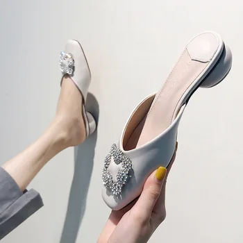 De mari Dimensiuni Baotou Jumătate Papuci Femei de Vară 2020 Nou Stil Sandale Leneș în afara Purta Papuci Roșu Net Papuci