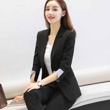 Naviu Nou De Înaltă Calitate De Moda Blazer Formale Maneca Lunga Slim Sacou Office Doamnelor Interviu Muncă, Plus Dimensiune Stema