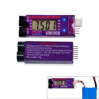 VM006 1-6S DC 3.0-27.0 V Acumulator LiPo Exacte 1mV Tensiunea Bateriei Metru LCD Liquid Crystal Display Alarma