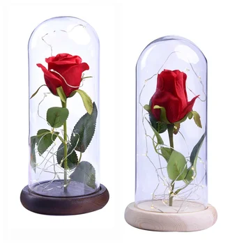 Rose Sticlă de Origine Artificială Fals Flori de Ziua Îndrăgostiților Romantic Glow Cadou de Ziua Mamei Petrecerea de Ziua Desktop Decor