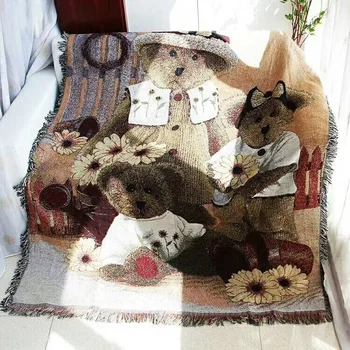 Aggcual Europene ursul desene animate canapea pătură de canapea moda cu ciucure de bumbac arunca pătură de acoperire complet Cuverturi de pat Covor XT122