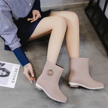 Elegante Scurte Femei Cizme De Cauciuc Glezna Cizme De Ploaie De Toamna Ploaie Zi Rezistent La Apa Femeie Pantofi 2020