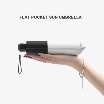 Plat Mini Buzunar Cear Umbrela de Ploaie Femeile Cinci Pliere Culori Anti UV Umbrele de Soare Portabil de protecție Solară Fete Umbrelă Umbrelă de soare