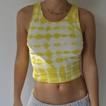 Femeile Tie Dye y2k Topuri de Cultură 2020 Tricotat de Vară fără Mâneci Bretele Topuri Rezervor de sex Feminin Casual de Bază Femme Doamnelor Streetwear Camis