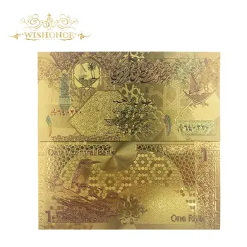 10buc/lot Vânzare Fierbinte Pentru Culoare Qatar Bancnote de 1 Riyals Bancnotelor în Aur de 24k Fals Bani de Hârtie Pentru Cadou