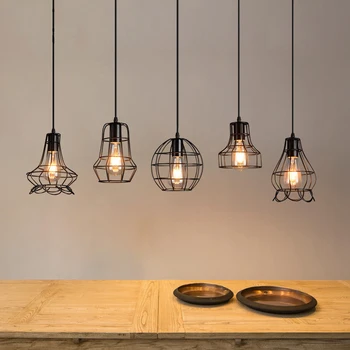 Loft industrial stil de fier pandantiv lumini LED E27 lampă de agățat pentru camera de zi bucatarie studiu dormitor culoar restaurant, cafenea, magazin