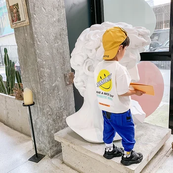 Copii cu Mânecă Scurtă T-shirt de Moda Părinte-Copil din Bumbac Băiat de Vară 2020 Jumătate cu Mâneci Tricou Copil Mic Moda Rochie de Vara