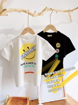 Copii cu Mânecă Scurtă T-shirt de Moda Părinte-Copil din Bumbac Băiat de Vară 2020 Jumătate cu Mâneci Tricou Copil Mic Moda Rochie de Vara