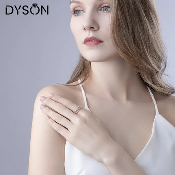 Dyson 925 Sterling Silver Ring Moda Delicate care pot fi stivuite Placare cu Aur Zircon Clar Nunta Trupa Inele Pentru Femei Bijuterii coreeană