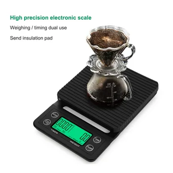 Portabil Scară de Cafea 3 kg/5kg Cronograf Scară de Cafea 0.1 Precizie Bucătărie Precizie Alimente Scară cu Izolație rezistent la apa Pad