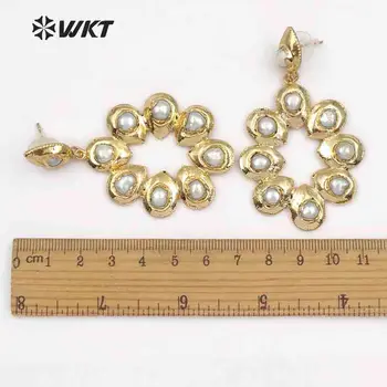WT-E467 WKT Clasic de Moda de Aur Inel Floare Pearl Cercei Bijuterii