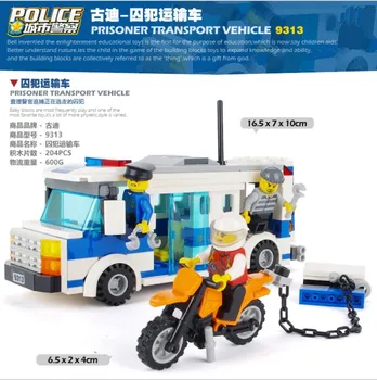 GUDI Nou poliția Orașului Serie cărămizi Prizonier Vehicul de Transport 9313 de Învățământ diy Blocuri de Jucărie pentru Copii Cadou de Ziua de nastere băiat